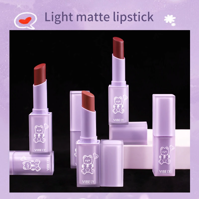 

ROSALIND The New 6 Colors Lipstick With The Cute Bear Picture Easy To Color Waterproof And High Quality Makeup Cosmetic