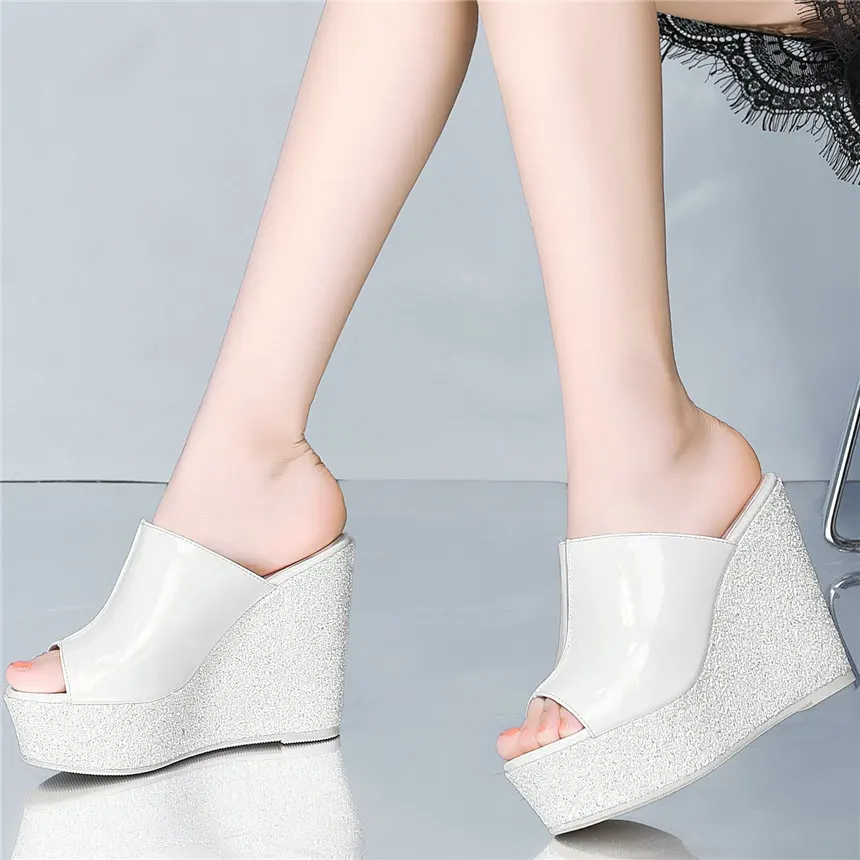 Punk Oxfords Shoes Women Genuine Leather Wedges High Heel Gladiator Sandals Female Peep Toe Platform Pumps Shoes Casual Shoes