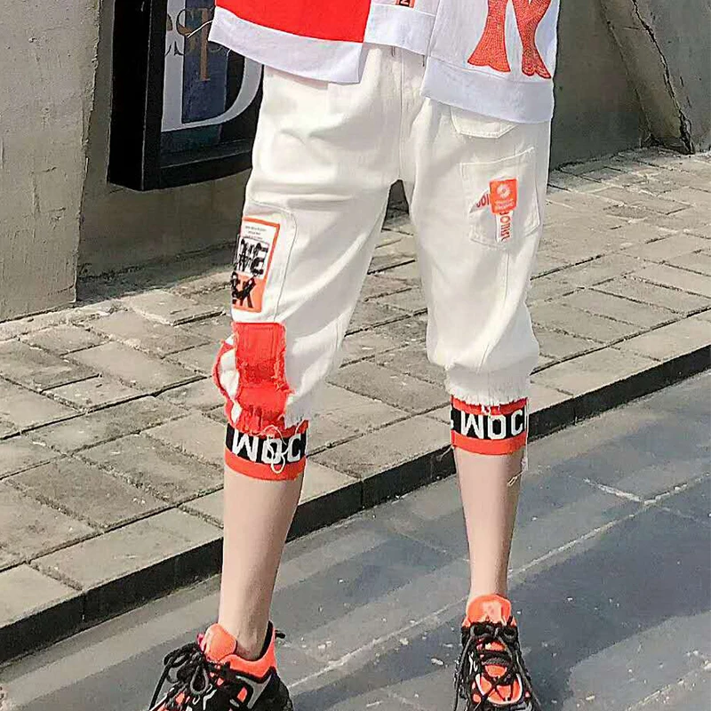 Женские рваные джинсы Max LuLu Винтажные эластичные брюки-султанки в Корейском