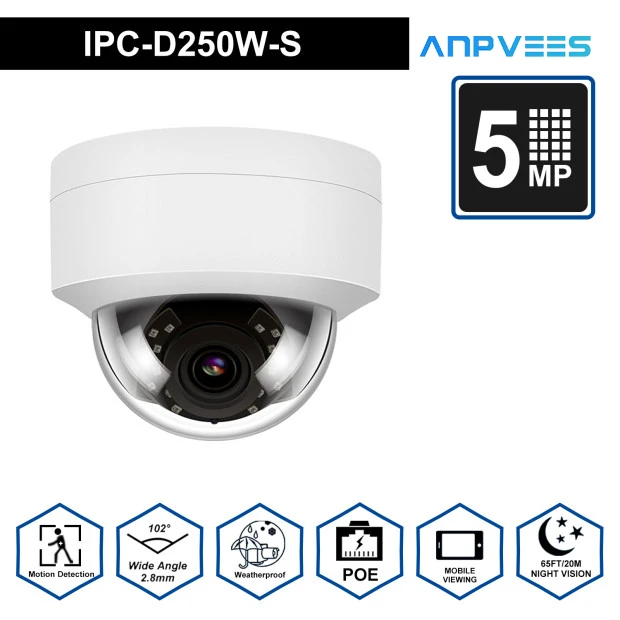 Камера видеонаблюдения Hikvision купольная камера безопасности 5 МП POE IP внешняя с