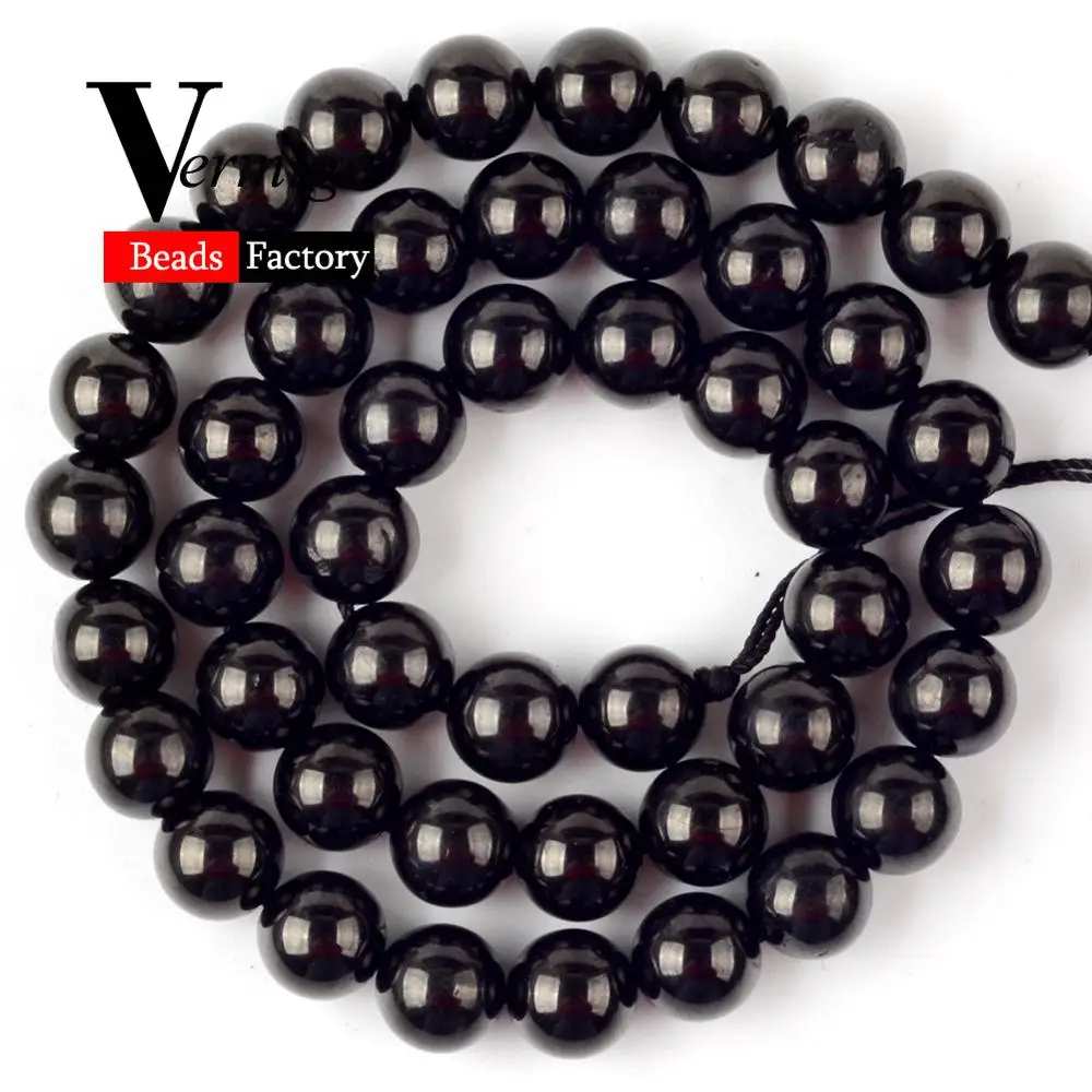 Графит Шунгит из натурального камня круглые бусины для изготовления ювелирных