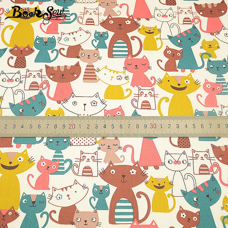 Новинка, серия Smile Cats, хлопок, саржа, детская ткань, краситель Tissu Coton Telas De Algodon Para, лоскутное шитье, белый материал