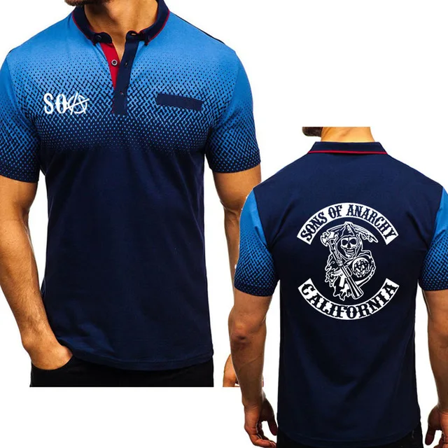 Мужская Повседневная рубашка SOA Sons of Skull хлопковая с коротким рукавом и вырезом