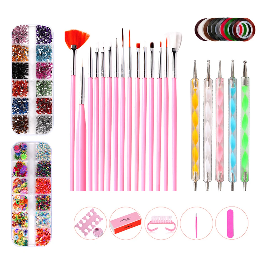 

10pcs Nail Crystals Painting Drawing Brushes Dotting Tools Dust Remover Brush
