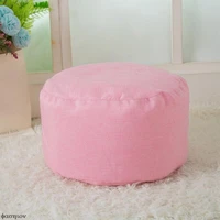 round shape footstool cover seat cover covering chair cushion polyester elastic check ottoman covers living room chair covers