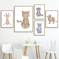 cartoon antelope beaver wolf leopard camel wall art canvas painting nordic posters and prints wall pictures baby kids room decor