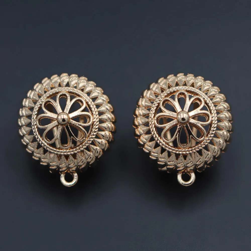Металлические серьги с соединителем филигранные круглые подвески основа