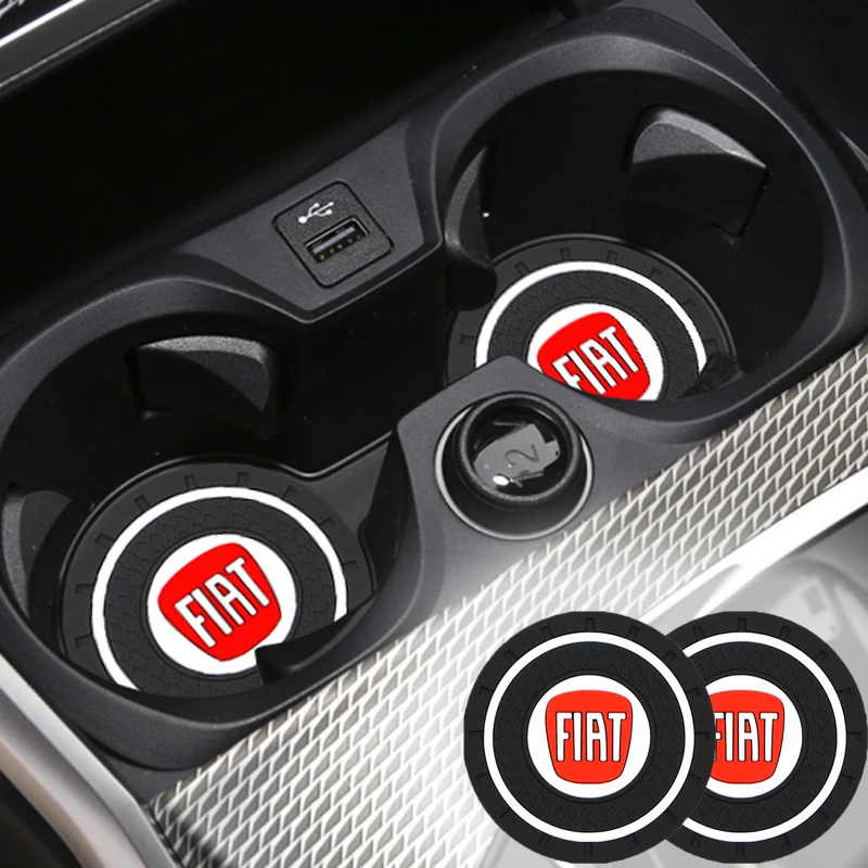 

Non-Slip Pad Car Coaster Water Cup Holder Slot Mat Auto Accessories Styling For Fiat Panda Bravo Punto Linea Croma 500 595