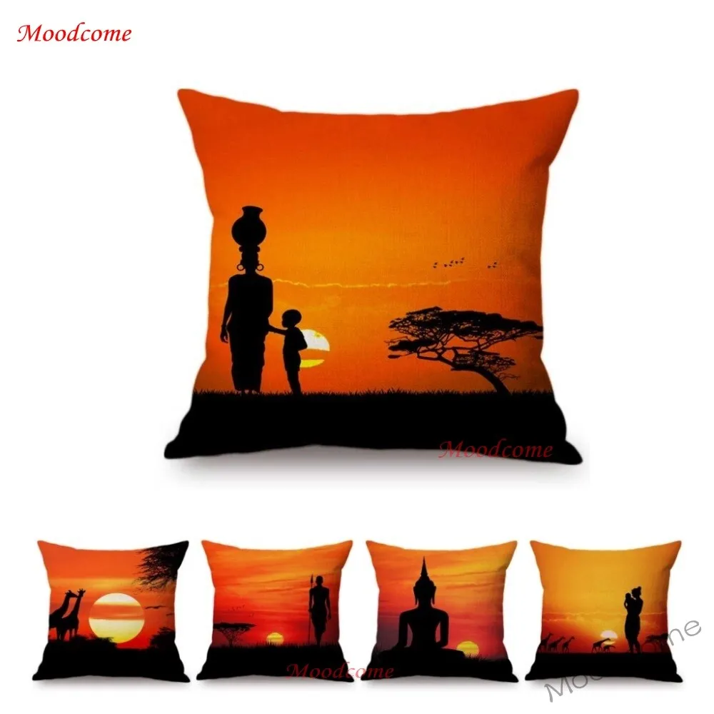 Чехол Подушка для дивана Sunrise Sunset in Africa красивая художественная с изображением