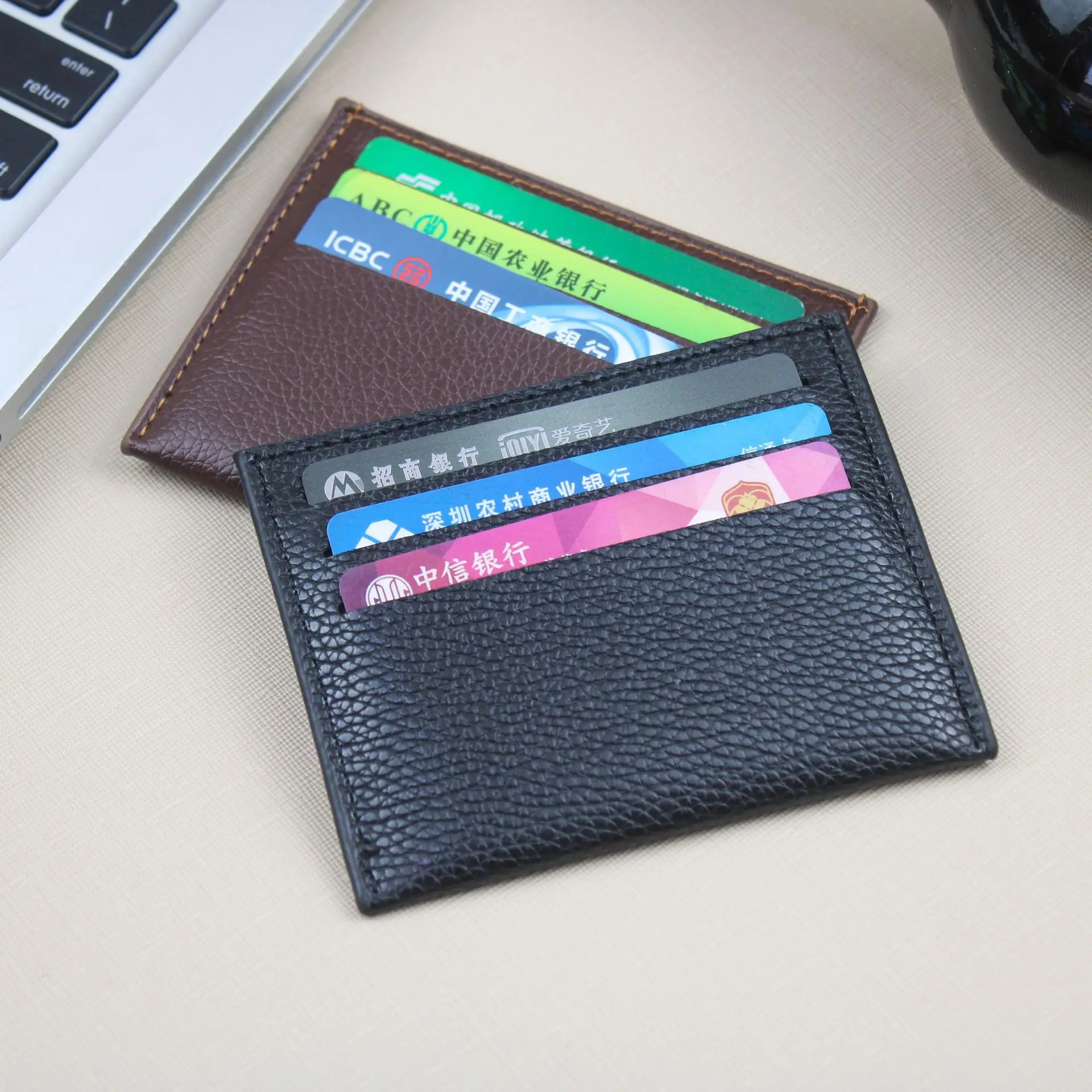 Ультратонкая мини сумка для карт мужчин и женщин только из искусственной кожи 2