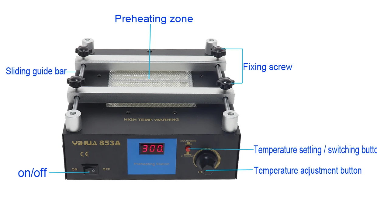 YIHUA 853A 110V 220V Цифровая инфракрасная станция предварительного нагрева высокой мощности ESD BGA паяльная станция PCB паяльная станция