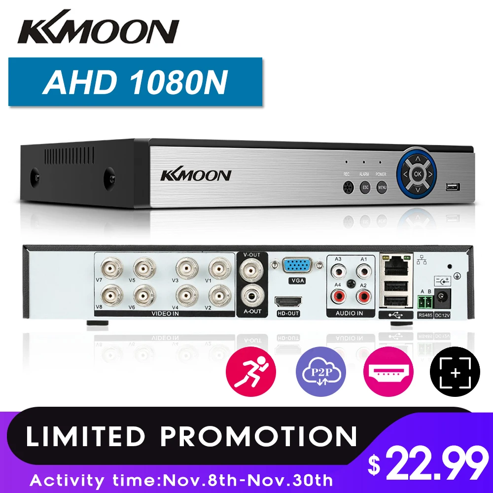 8CH 1080P Гибридный AHD/аналоговый/TVI/CVI/ DVR цифровой видеорегистратор CCTV P2P удаленный