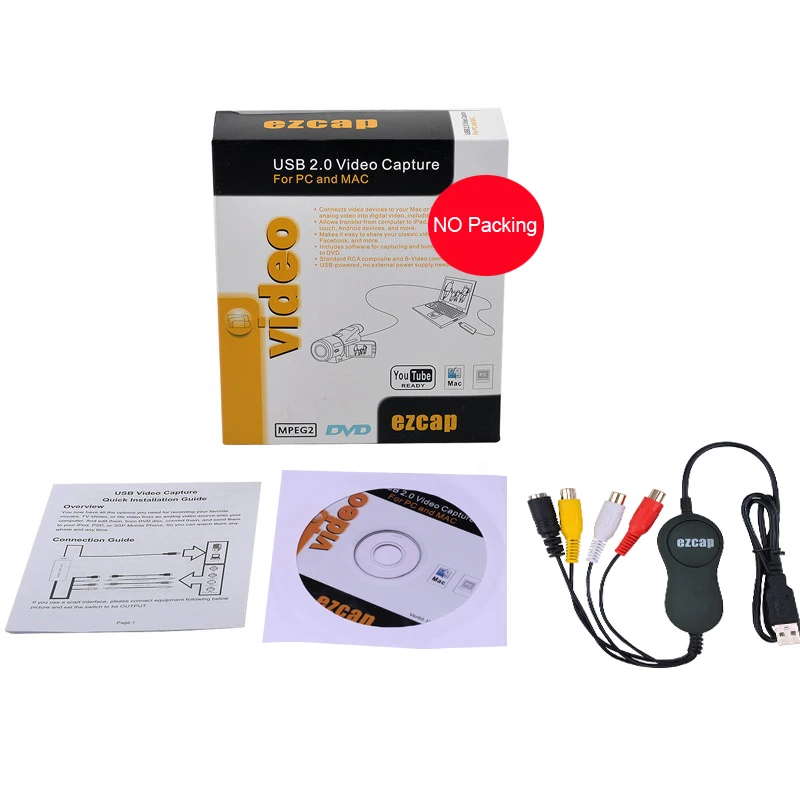 Высокое качество новые EZCAP USB 2,0 Звуковая карта захвата видео конвертер адаптер DVD DVR VHS для Win7/8/10, Mac OS для всех версий