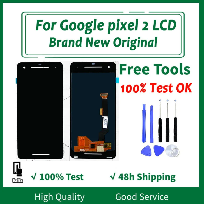 

New Original 100% Tested Amoled For 5.0" HTC Google Pixel 2 LCD Display Touch Screen Digitizer Assembly Pixel2 OLED Replacement