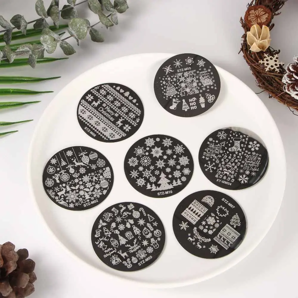 Шаблоны для ногтей с Санта Клаусом снежинкой рождественской елкой шаблоны