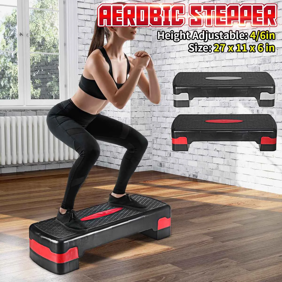 

27" Fitness Aerobic Stepper Adjustable Exercise Steppers Cardio Workout Training Yoga Pedal Home Gym Fitness Equipment 100kg