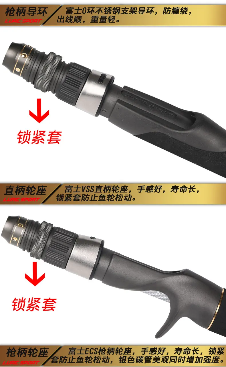 LURESPORT медленное отжимное удилище 2,1 м X поперечные Углеродные направляющие FUJI Катушка для спиннинга 60-260 г PE2-4 1,5 секционная лодочная удочка