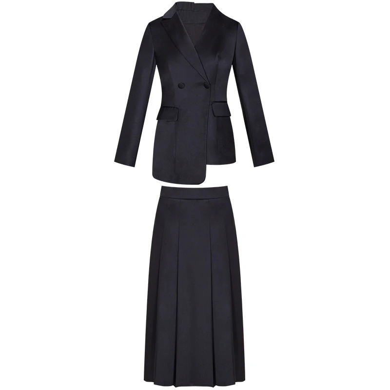 HUAYIMENGYI Осень Весна комплект из 2 предметов пальто и юбка миди женский черный