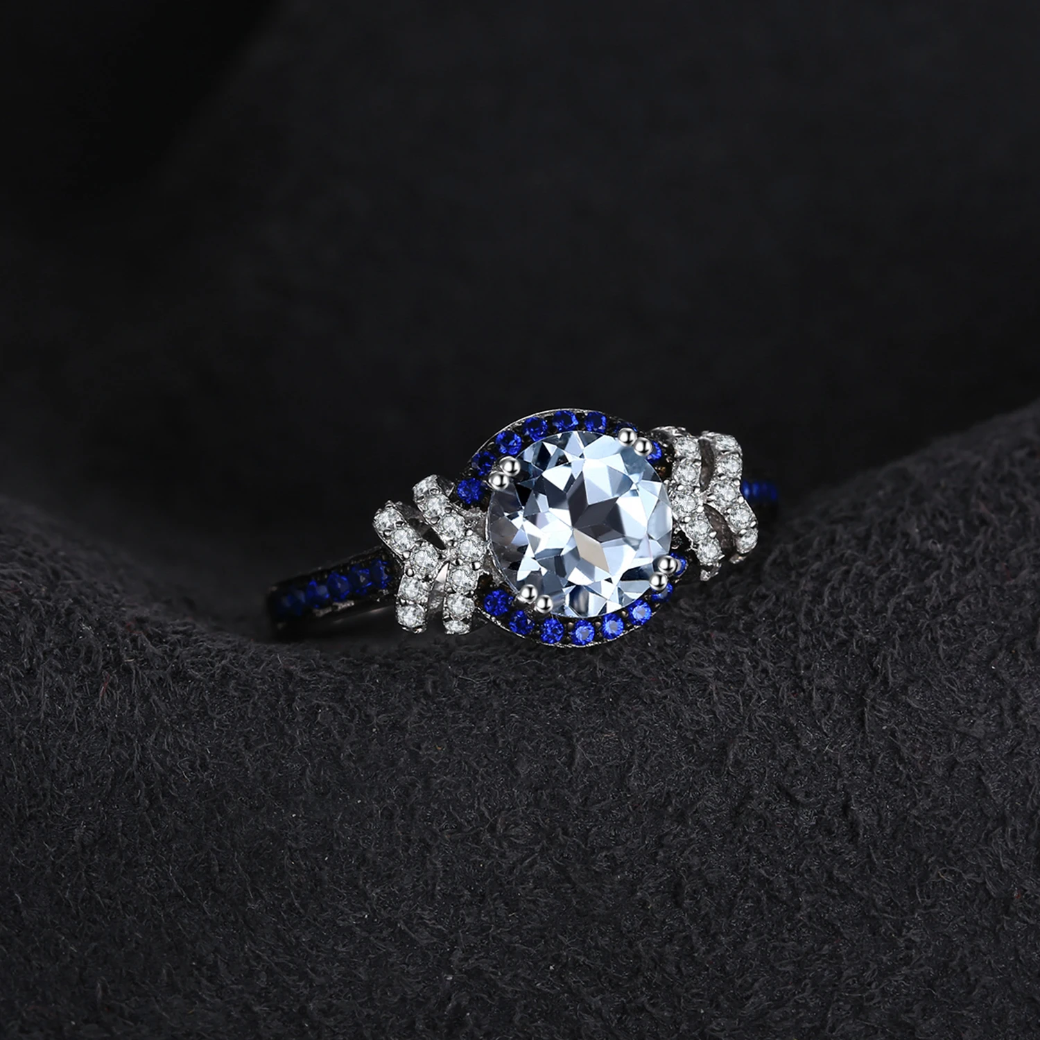 Jewelrypalace красиво площади создания Сапфир 3 Камни кольцо стерлингового серебра 925