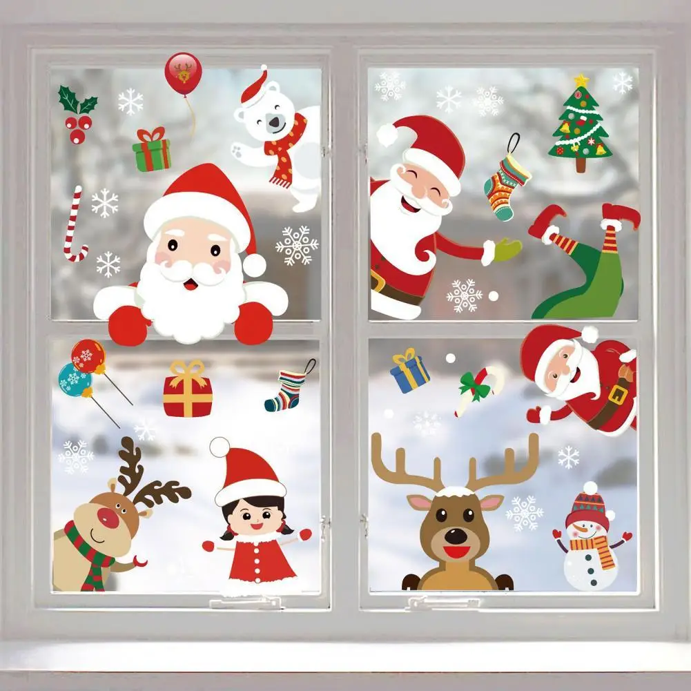 

80%HOT1 Set Christmas Style Sticker Decor Beautiful PVC Creative Santa Claus Pattern Window Sticker Party Supplies