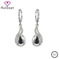 huisept fashion earrings 925 silver jewelry water drop shape topaz gemstone earrings for women wedding gift ornaments wholesale