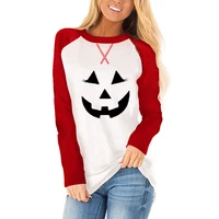 2021 autumn loose t shirts for women halloween print long sleeve o neck white tees plus size oversized t shirt mujer camisetas