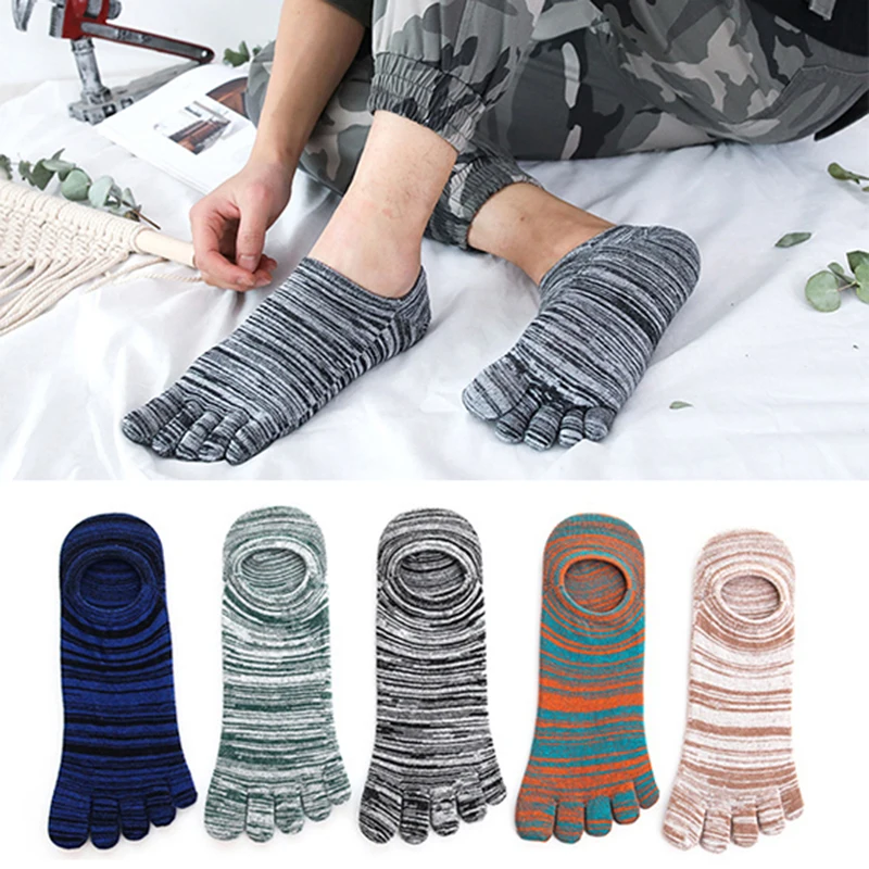 

2021 New Five Finger Toe Socks Men Fashion Breathable Cotton Nonslip Socks Anti-skid Calcetines No Show Short Invisible Socks