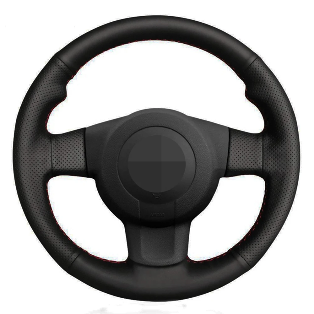 Чехол рулевого колеса автомобиля DIY черный из натуральной кожи для Seat Leon (1P) FR 2007