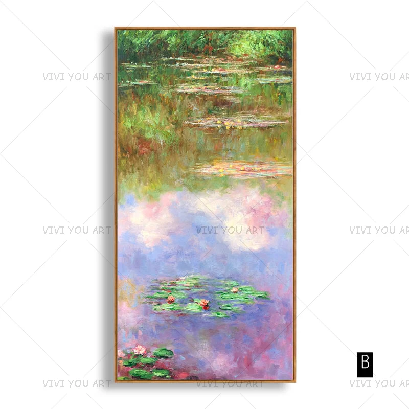 100% ручная работа Живопись Лотос пруд картина маслом на холсте настенная