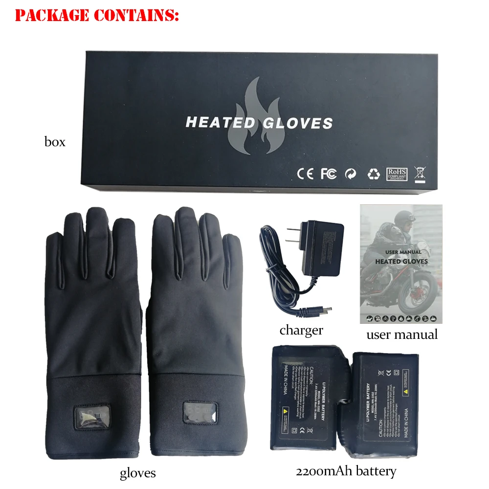 Перчатки с электрическим подогревом зимние варежки водонепроницаемые