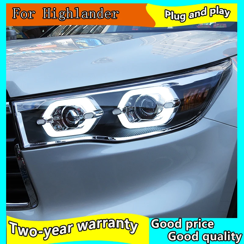 Автомобильный Стайлинг Головной фонарь для Toyota Highlander 2015-2017 Светодиодный H7/D2H