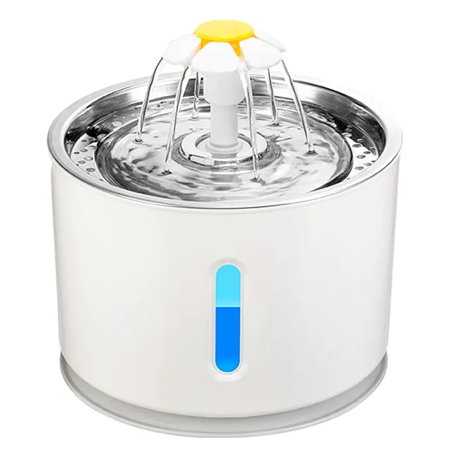 Pet Drinking Fountain Automatic Pet Water Dispenser Fountain Drink Facility with Night light for Dogs Cats Pet Drinking white