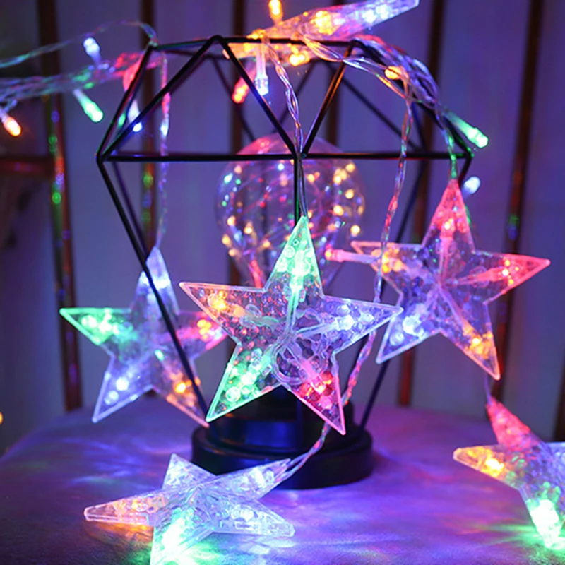 

220V LED Star Curtain Light Christmas Decoration Led Fairy Lights Led Window Decoration Star String Lights Flashing Lamp