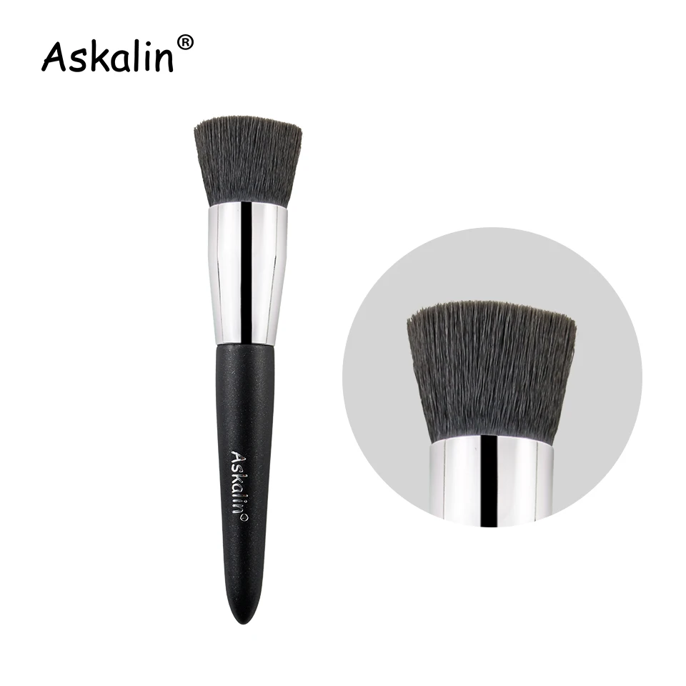 Askalin 1 шт., Профессиональная Кисть для макияжа, нано Шерстяное волокно, румяна, матовая черная ручка, пушистые розовые волосы, кисть для путешествий - Handle Color: AL01
