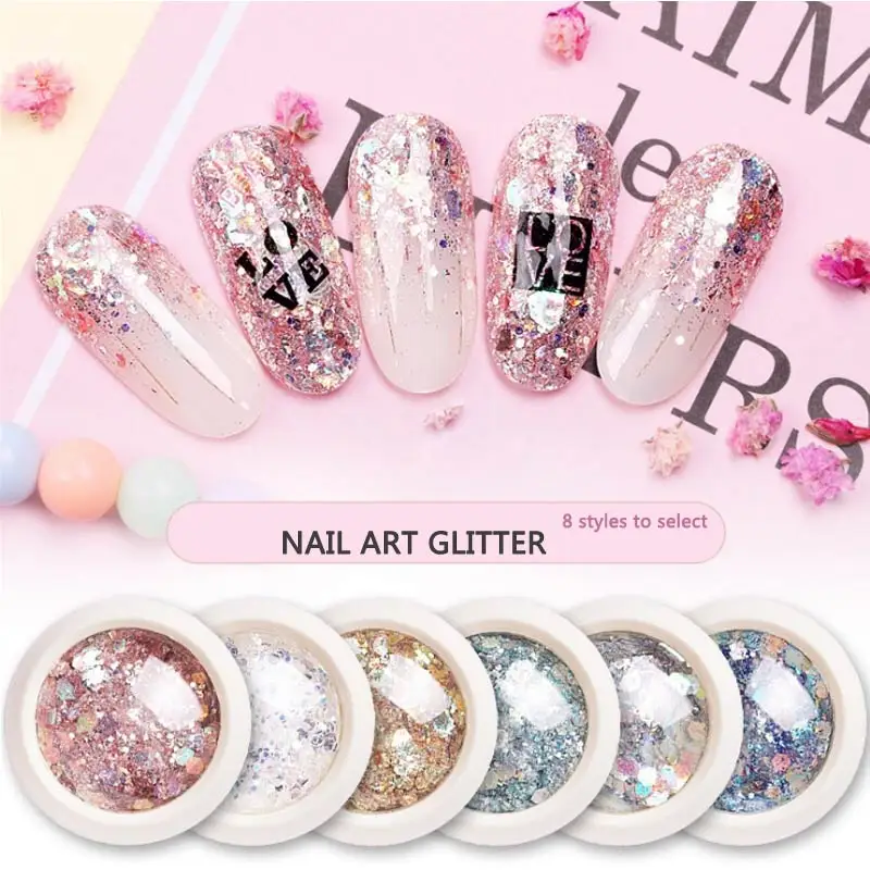 

1 Box Nail Holographic Glitter Dipping Powder Flakes 3D Hexagon Colorful Sequins Spangles Polish Manicure Nails Art Decorations