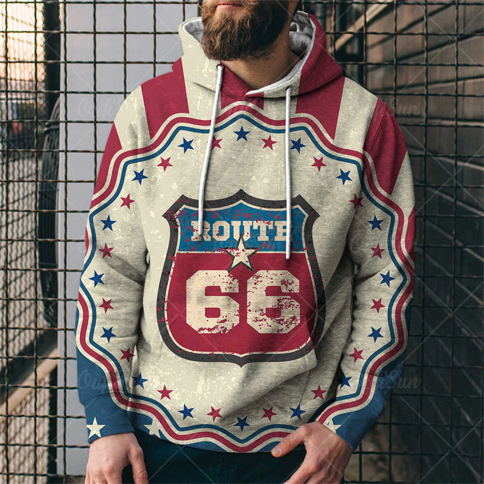 

Оригинальный Классический мужской спортивный пуловер Route 66 с рисунком планшетов, впитывающий пот, свитшот с длинным рукавом и кулиской