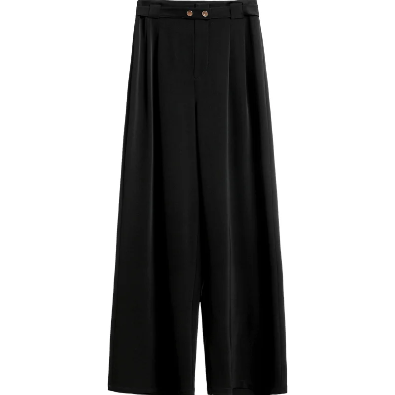 

Women's Wide-Leg Pants High Waist Drooping Slim 2021 Spring and Autumn New Black Trousers Business Straight-Leg Loose Cropped