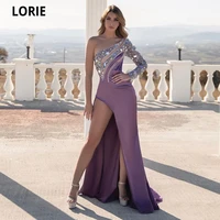 lorie modern purple beaded mermaid formal evening dresses one shoulder party gowns prom dress high split robe de soir%c3%a9e femme