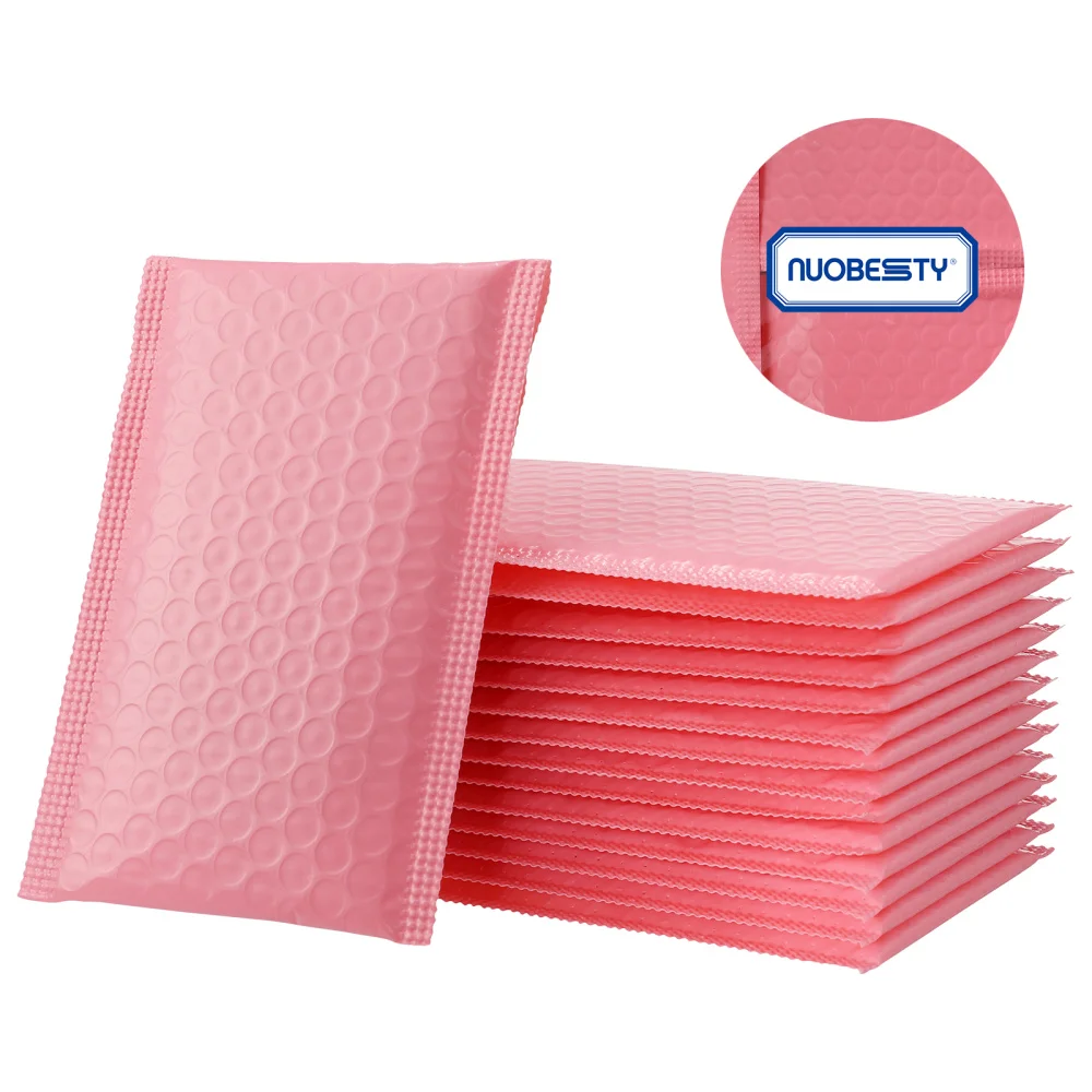 

NUOBESTY 50pcs Waterproof Bubble Mailers Padded Envelopes Bags Shockproof Bubble Wrapping Envelope (Pink, 15x11cm)