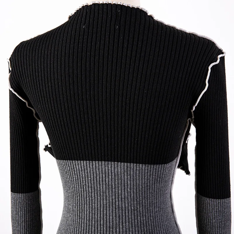 

[EAM] Ruffles Gray Knitting Sweater Loose Fit Turtleneck Long Sleeve Women Pullovers New Fashion Autumn Winter 2021 1DD4542