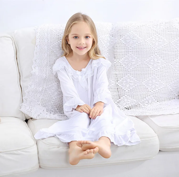Качественная мягкая детская пижама для девочек кружевное платье принцессы