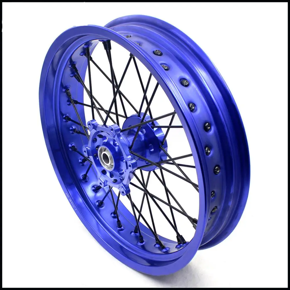 3 5/4 25 Supermoto колеса Supermotard диски набор для YAMAHA YZ250F 2001-2019 YZ450F 2003-2019 синий обод черная