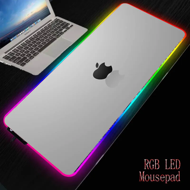 

Apple Logo LED Light Gaming Mouse Pad RGB Large Keyboard Cover Non-Slip Rubber Base Computer Carpet Desk Mat PC Game Mouse Pad