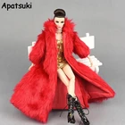 Комплект аксессуаров для кукол, детская игрушка, зимнее очень длинное меховое пальто, модная одежда для кукольного домика Барби, парка, платье для кукол 16 BJD