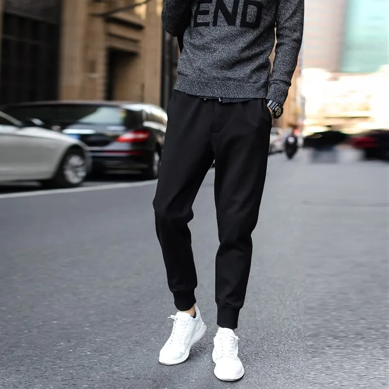 

Hzirip 2021 New Hot Four Seasons Casual Men Pants Black Fashion Comfortable High Waist Trend Sports Slim Washed Harem Pants