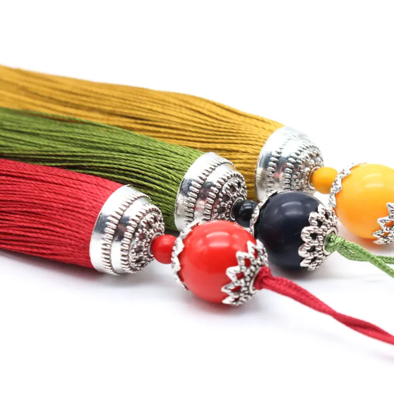 2 шт. 100 мм шелковая кисточка с бахромой висячая веревка и бусинами отделка