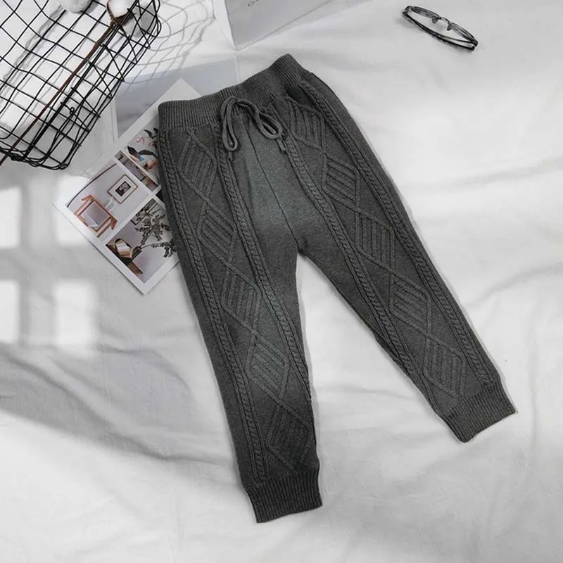 Осенне зимние леггинсы для маленьких мальчиков и девочек с крученой веревкой