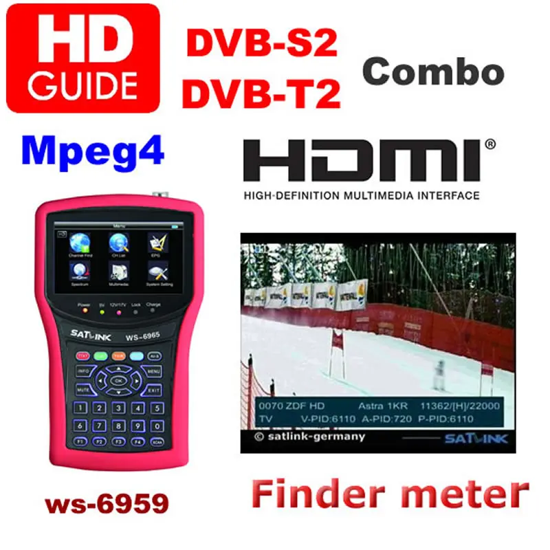 DVB S2 & T2 T dvbt Combo Meter SIGNAL WS 6959 satellite meter sat finder|dvb-t2 dvb-t|dvb-t dvb-t2dvb-t2 combo |