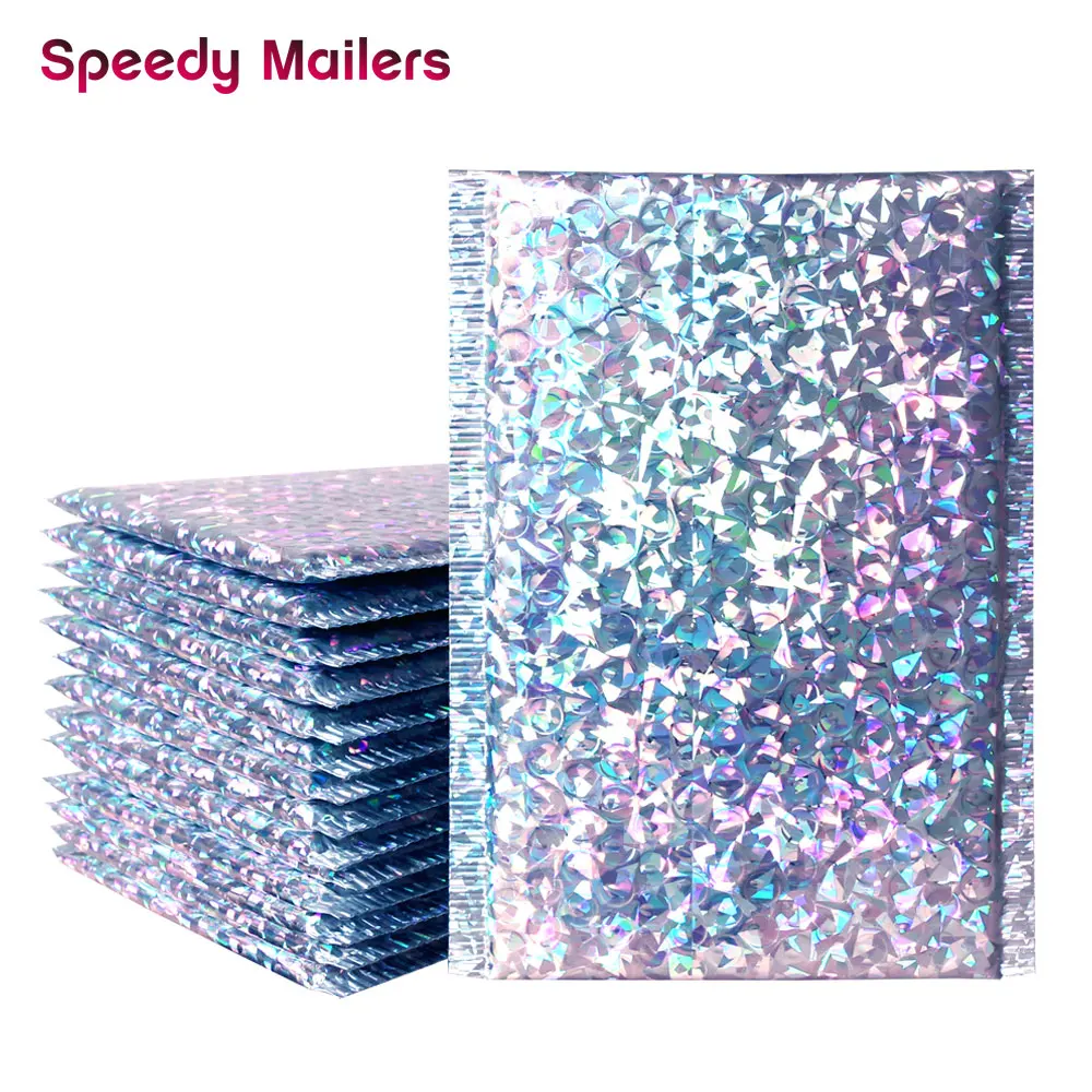 

Speedy Mailers 10PCS Laser Silver Mailing Envelope Bags Waterproof Courier Bags Bubble Mailers Padded bubble Envelopes Bag