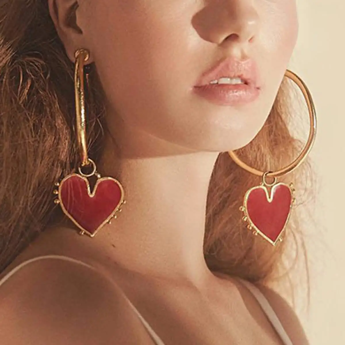 

New fashion alloy big circle love dripping oil cute cute cute Earrings Fashion Women's jewelry